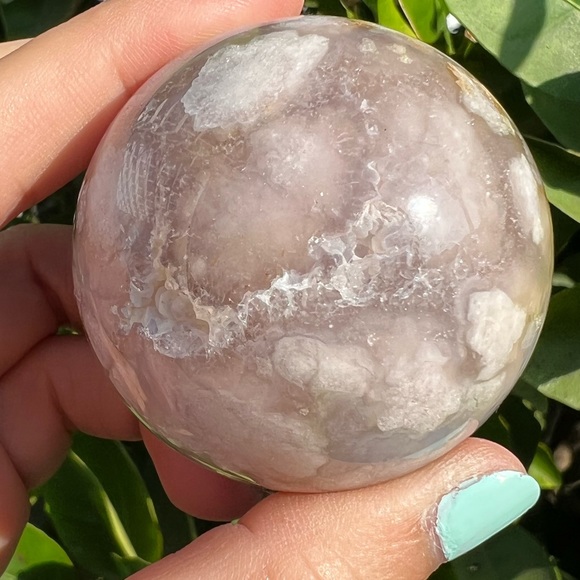 Smiley Face Flower Agate Sphere - Picture 3 of 7